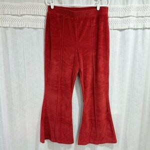 Aerie Red Ribbed Velour Flare Pants High Waisted Super Soft